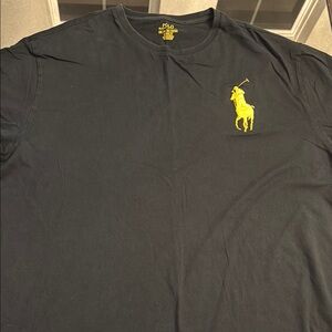 Polo by Ralph Lauren Men's Navy T-Shirt with Yellow Logo